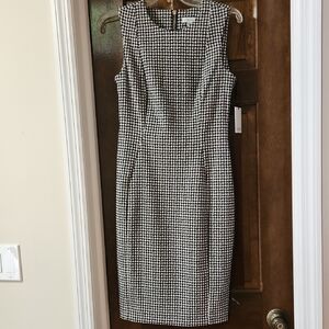Calvin Klein Elegant Black and White Houndstooth Dress